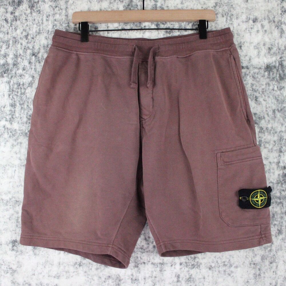 STONE ISLAND Mens XL Bermuda Cargo Shorts Cotton Garment Dyed Mauve Color